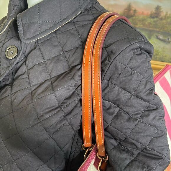 Dooney & Bourke O Ring Tote Bag Pink & White Canvas & Leather - Picture 9 of 17